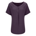 thumbnail image 4 of Xixinqiwan Women Shirts Short Sleeves,Women's Casual V Neck Solid Color Short Sleeve Loose T-shirts Short Sleeve V Neck Trendy Going Out Tops, 4 of 8