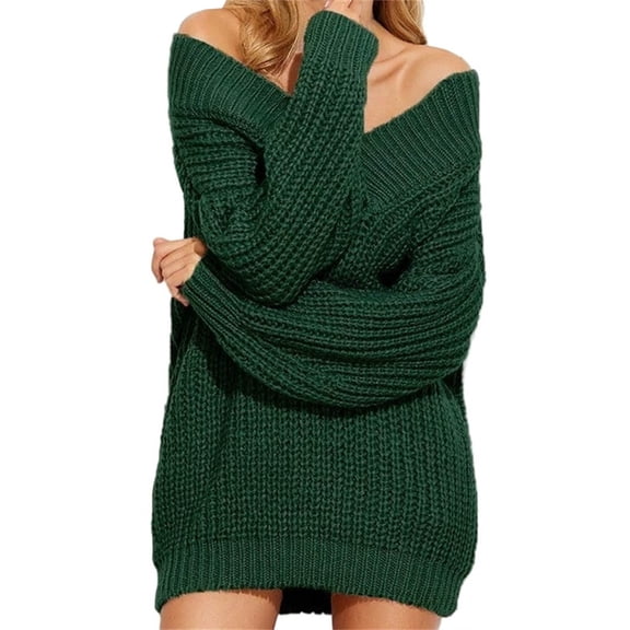 VISALY V Neck Pullover Sweater Knit Sweater Fall Sweaters Chunky Loose Long Sleeve V Neck Oversized Casual Knit Pullover Tops Pullover Women Womens Sweaters Pullover Women's Sweatshirt Green One Size