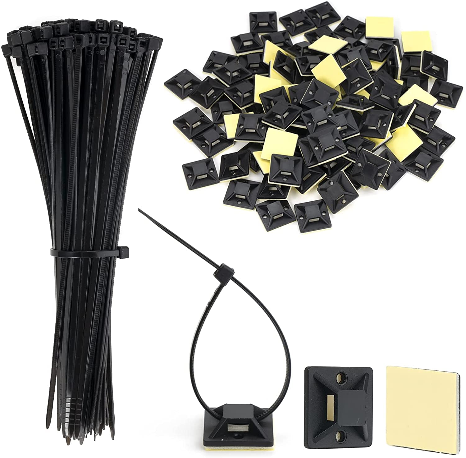 GLST Cable Tie Base Supports Base Supports with Zip Tie Cable Tie Black