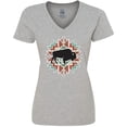 thumbnail image 3 of Inktastic Buffalo Cute Western Pattern Women's V-Neck T-Shirt, 3 of 5