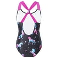 thumbnail image 2 of YUUMIN Kids Girls Printed Racer Straps Back One Piece Swimsuits Beach Bathing Suit Bikini A-Dark Night Black 6, 2 of 5