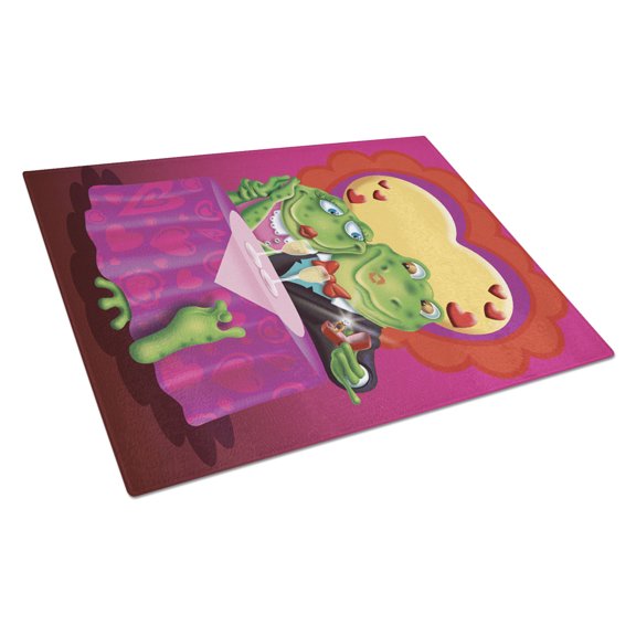 Carolines Treasures Frog Valentines Day Date Glass Cutting Board Large 12H x 16W multicolor
