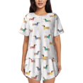 thumbnail image 1 of Fotbe Dachshund Dog Puppy Conjunto de Pijama Estampado para Mujer, 2 Piezas, Ropa de Dormir con Camiseta de Manga Corta y Shorts Suaves-XX-Large, 1 of 6