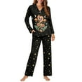 thumbnail image 2 of FOR U DESIGNS Vintage Sunflower Pajamas Sets for Women 2 Piece Size XL Pants Button Up Sleepwear Long Sleeve V-neck Tops for Womens Nightwear Sets Button Front, 2 of 7