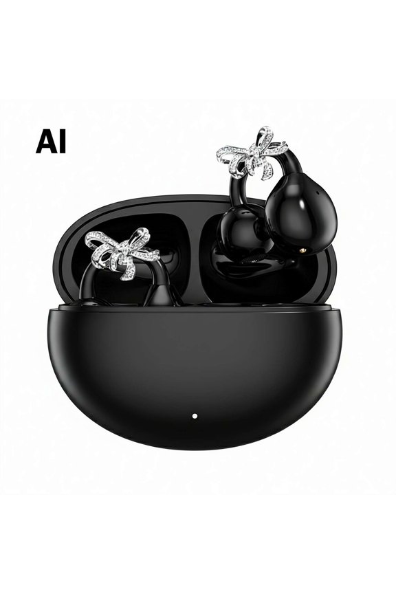 Open-Ear Headphones with Butterfly Earrings, Comfortable Fit Clip On Earbuds for Women, Small Ears, Sports & Workouts