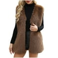thumbnail image 3 of Fall Outfits for Women 2025 Womens Fall Fashion 2025 Womens Warm Faux Furry Long Coat Jacket Winter Solid V-neck Outerwear, 3 of 9