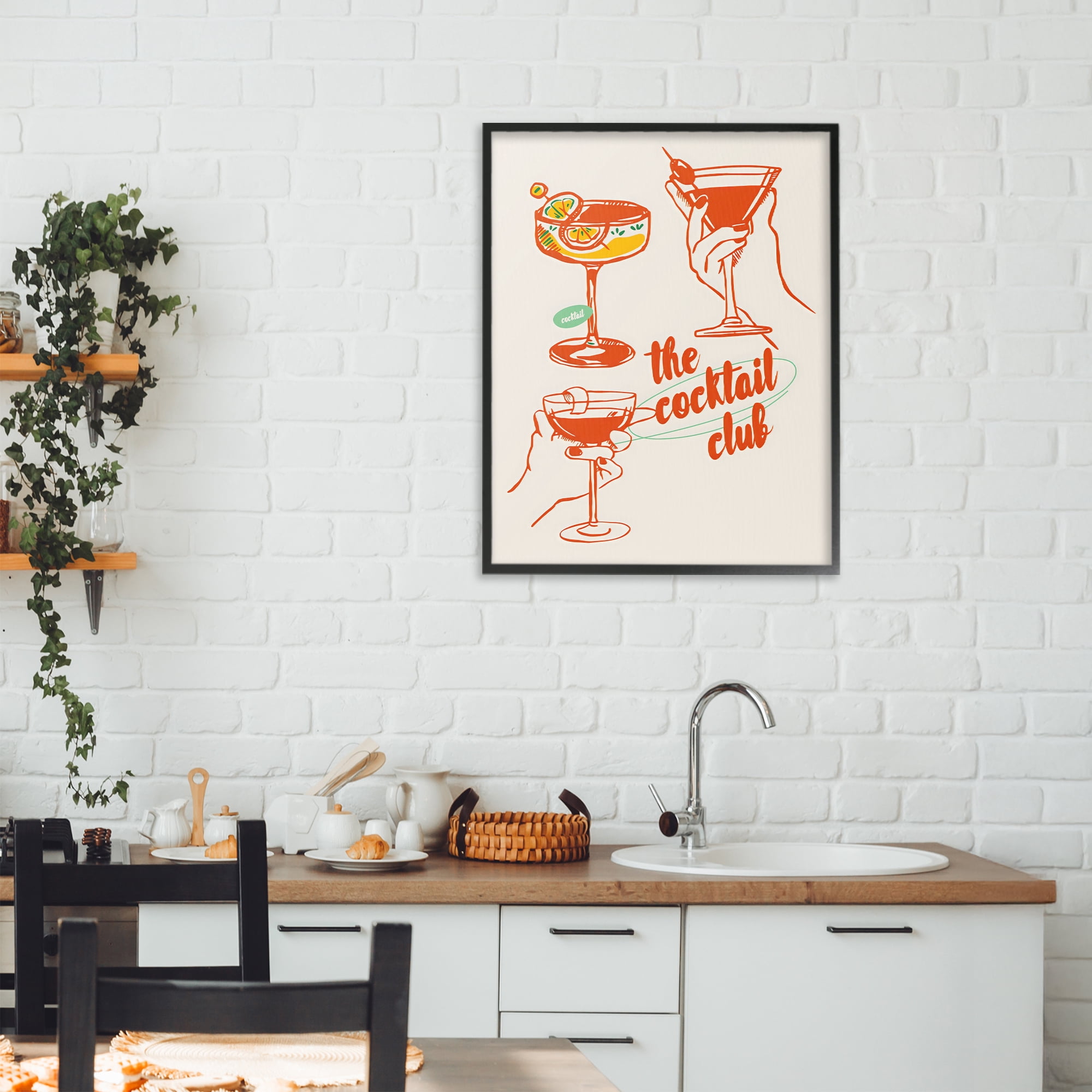 Stupell Industries Cocktail Club Toasting Glasses Black Framed Giclee Art, design by The Prints Vibe