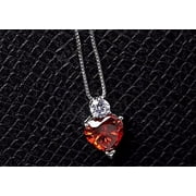 Ruby Heart Earrings and Necklace Jewelry Set