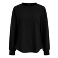 thumbnail image 5 of Tunic Tops for Leggings Plus Size Winter Loose Crew Neck Long Sleeve Batwing Off the Shoulder Curve Hem Plain Leisure Waffle Knit Pullover Top(Black,XL), 5 of 7