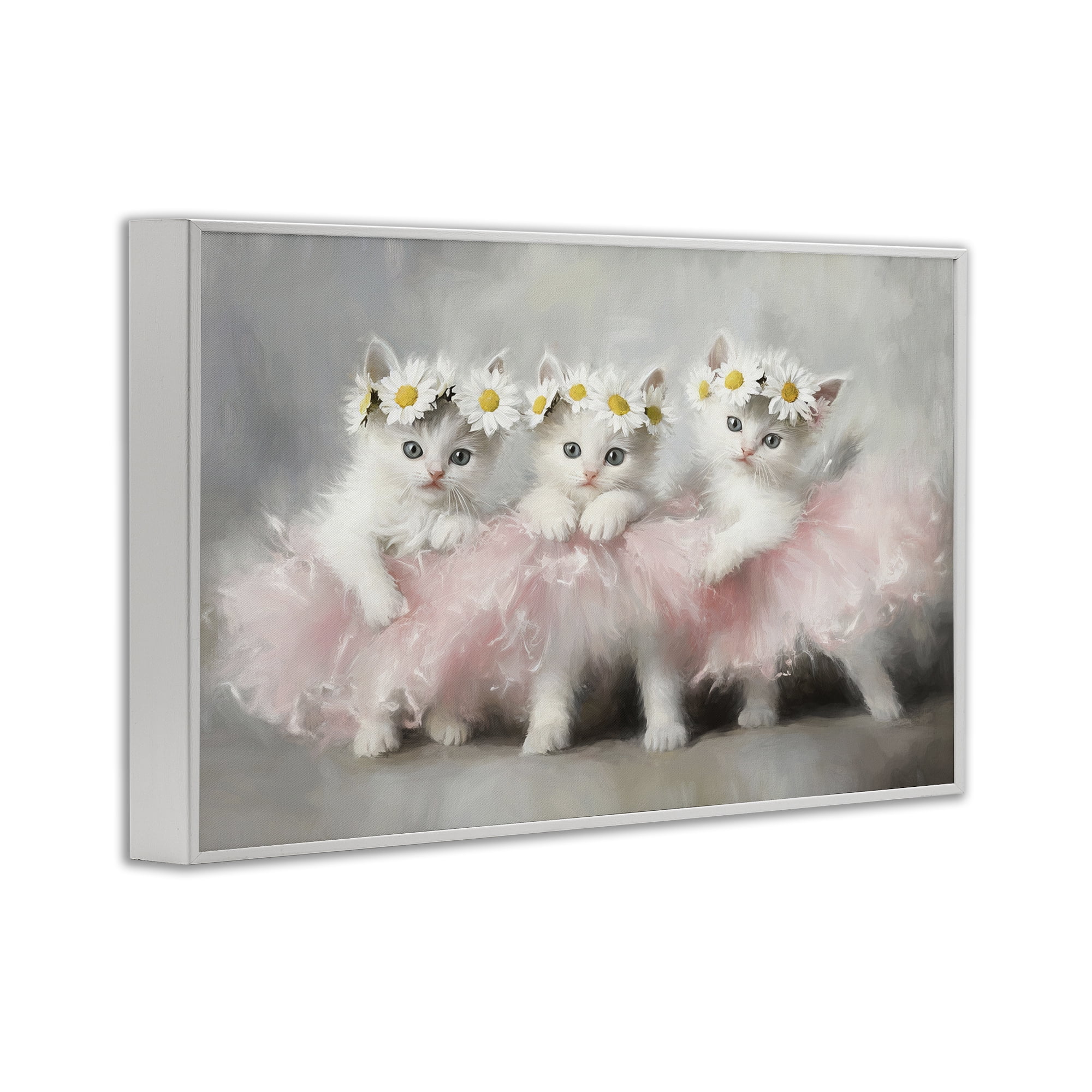 Stupell Industries Dancing Kittens in Tutus White Framed Giclee Art, design by Tina LeCour