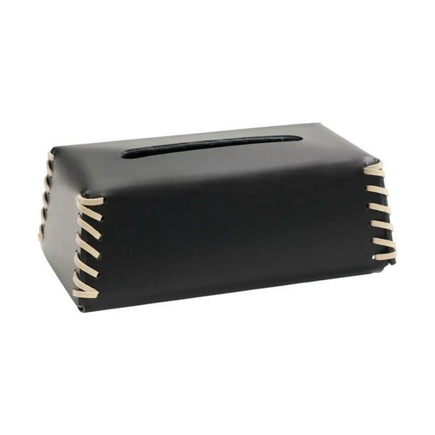 Caja de pañuelos de cuero con diseño moderno, servilletero decorativo para sala de estar o dormitorio, caja de pañuelos de gran capacidad con amplia apertura, material de poliuretano para una elegant