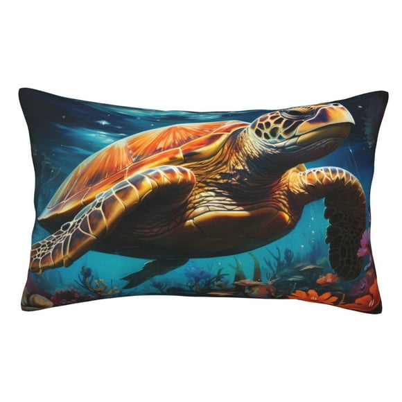 Easygdp Colorful Flower Sea Turtle for Soft Pillow Case Pillow Protectors,Perfect for Sleeping (Pillow Core Not Included)-14"x20"