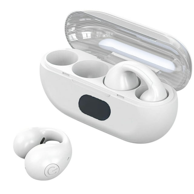 Wireless Earbuds Bluetooth 5.3 with Ear Clip Design for Sports Running Open-Ear Conduction Headphones with Charging Case