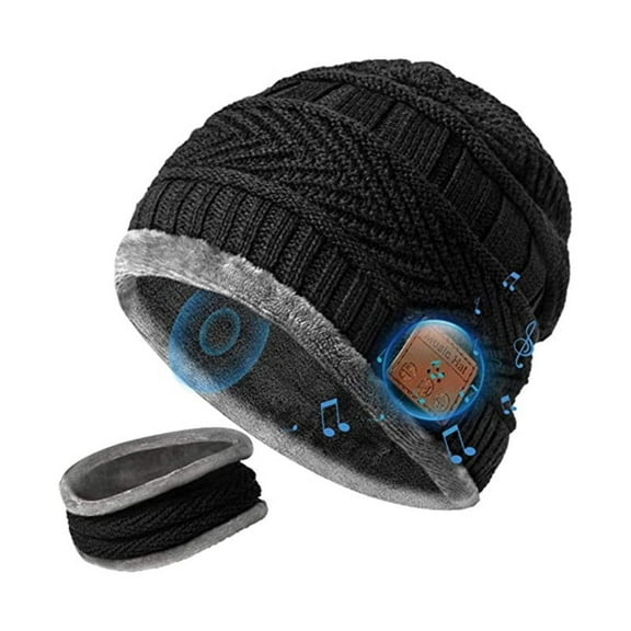 Winter Bluetooth 5.0 Beanie and Scarf with Headphone Speaker Mic