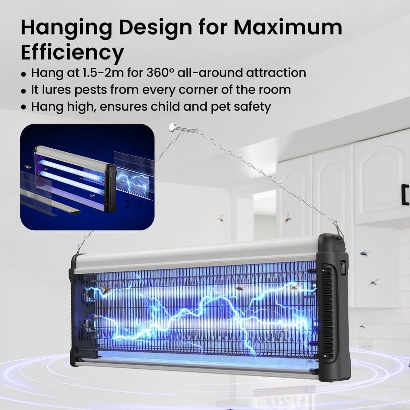 DUNCHATY 40W Electronic Bug Zapper, 365-370nm Dual-Band UVA Mosquito Killer, 2500V Instant Kill Grid, 360° Trapping, Child & Pet Safety Grille, Includes 2 T8 Tubes