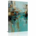 thumbnail image 2 of Canvas Wall Art, Modern Abstract Framed Canvas Prints for Bedroom Living Room, Country Color Blocks Teal Brown Gallery Wrapped Wall Decor for Home Office, Gifts, 12"x18" Ship Next Day, 2 of 9