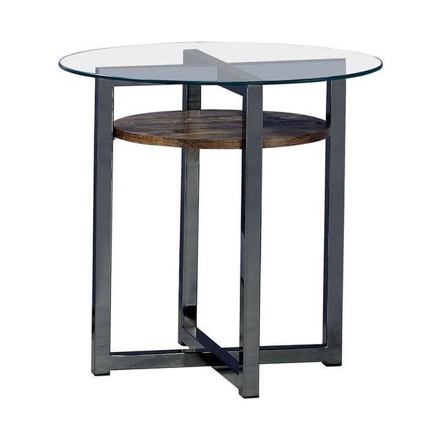 Furniture of America Table d'Appoint Industrielle en Chrome Noir