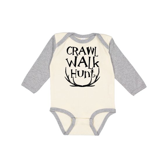 Inktastic Crawl, Walk, Hunt Boys or Girls Long Sleeve Baby Bodysuit