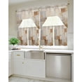 thumbnail image 4 of Brown Geometric Kitchen Curtain and Valance Set 3 Pieces, Rod Pocket Short Tier Curtains 36 Inch Length, Modern Oil Painting Abstract Swag Topper Small Window Treatment for Cafe Bathroom Bedroom, 4 of 6