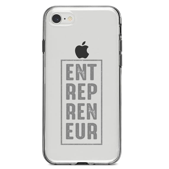 DistinctInk Clear Shockproof Hybrid Case for iPhone 7 8 SE (2020 Model) 4.7" Screen TPU Bumper Acrylic Back Tempered Glass Screen Protector - Entrepreneur Word Art