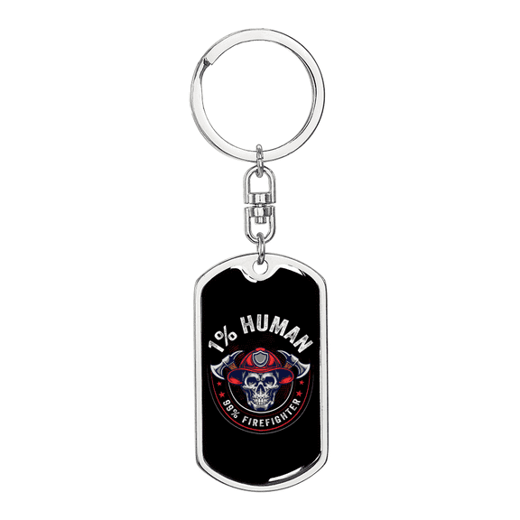 99 Percent Firefighter Stainless Steel or 18k Gold Premium Swivel Dog Tag Keychain
