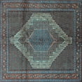 thumbnail image 1 of Ahgly Company Indoor Square Medallion Light Blue Traditional Area Rugs, 3' Square, 1 of 4