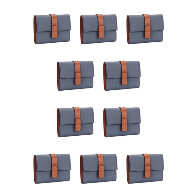 Monedero de cuero Qarigey para mujer Rectangular cierre triple con cremallera Azul 10piezas