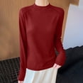 thumbnail image 2 of YOIAVAIOY Womens Mock Turtleneck Tops Long Sleeve Shirts Slim Fit Fall Fashion Thermal Underwear Basic Winter Clothing Wine L, 2 of 6