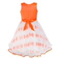 thumbnail image 3 of Girls Dress Bow Tie Orange White Color Contrast Sundress 10, 3 of 7