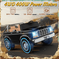 thumbnail image 3 of TOKTOO 24V Licensed 1973 Ford F-150 2 Seater Ride On Truck for Kids, Electric Ride On Car with Parent Remote Control, 400W Powerful Wheel, LED Lights, Music Player, Ages 3–8, Black, 3 of 9