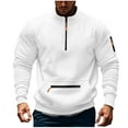 thumbnail image 2 of Men's Fashion Solid Stand Collar Pullover with Sports Pockets, Long Sleeve Casual Sweatshirt for Street Style and Everyday Wear, Limited Time Offer, 2 of 4