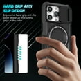 thumbnail image 3 of ELEHOLD Rugged Case for iPhone 15 Pro Max with Sliding Camera Lens Cover Rotation Ring Holder Stand Function Compatible with MagSafe Shockproof Cover for iPhone 15 Pro Max - Black, 3 of 10