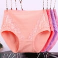 thumbnail image 6 of rygai Menstruation Panties Lace High Waist Leak Proof Solid Color Close Fit Plus Size Cotton Crotch Obesity Briefs Middle Aged Panties Underwear for Daily Wear,Pink,3XL, 6 of 8
