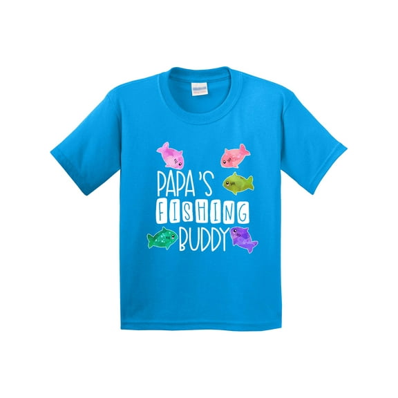 Inktastic Papa's Fishing Buddy with Colorful Fish Youth T-Shirt