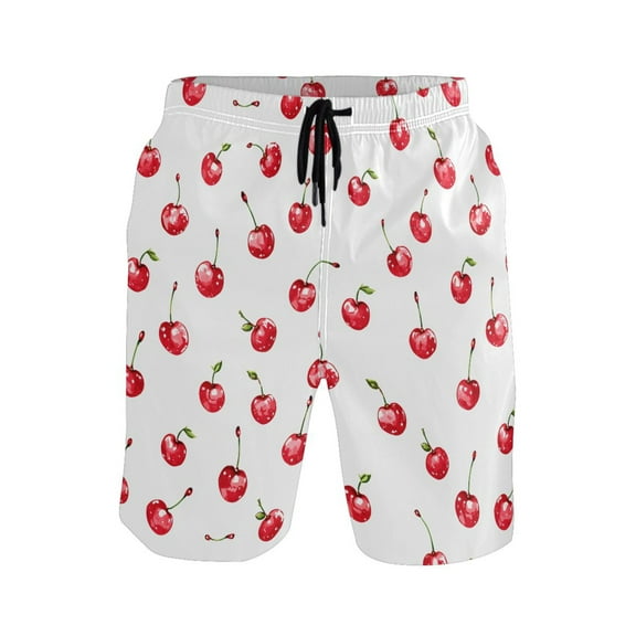 joogoo Men's Swim Trunks Cherry Fruit Beach Shorts with Pockets M