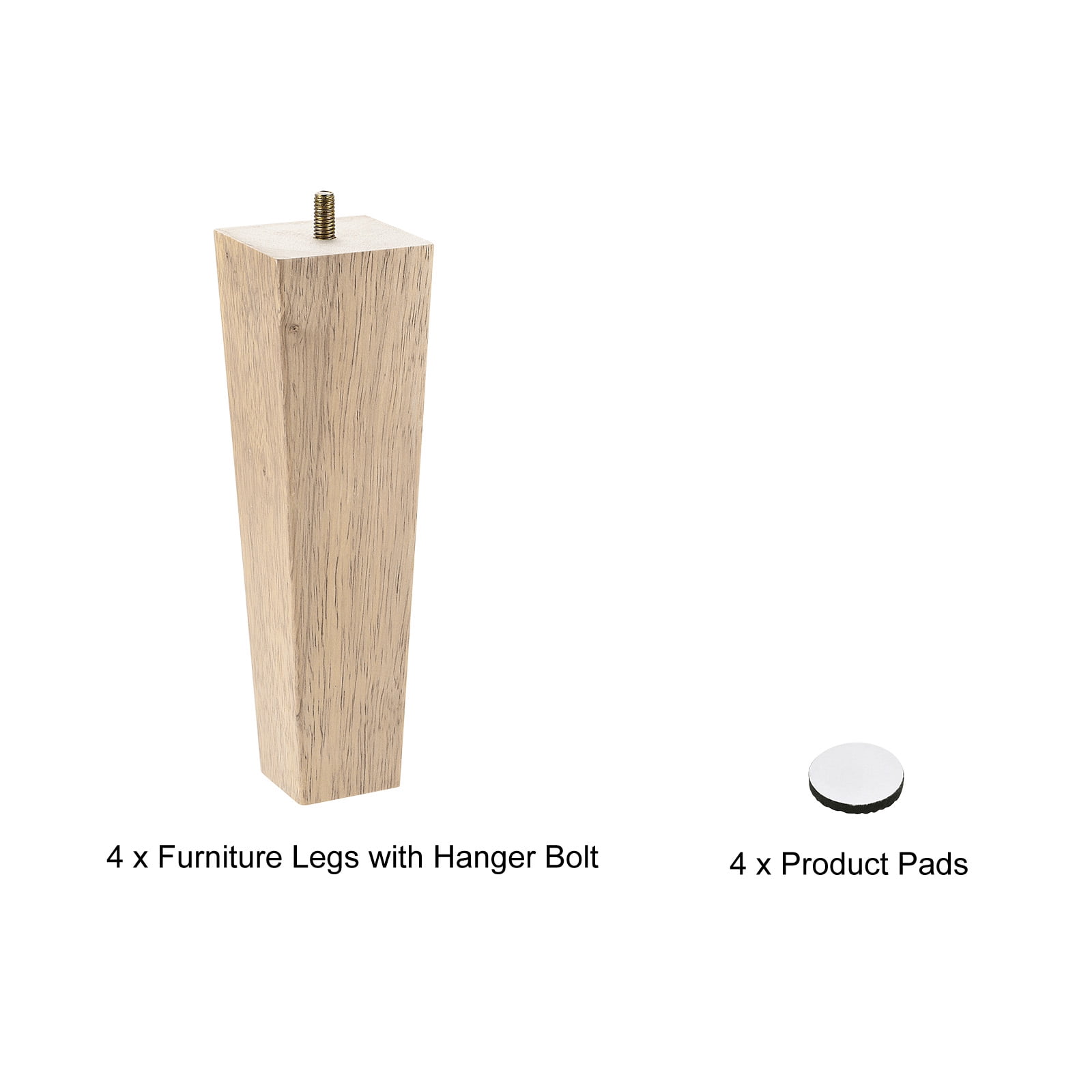 Unique Bargains Wooden Square Tapered Furniture Legs Wood 8 Inch (200mm)