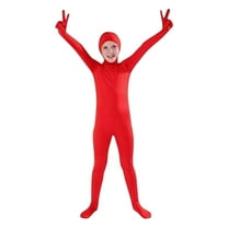 Adeawade Rompers For Boys 130 Long Sleeve Full Body Catsuit Stage Costume Stretchy For Performances Cover Face Solid Color Bodysuit Fashion Onesie Red