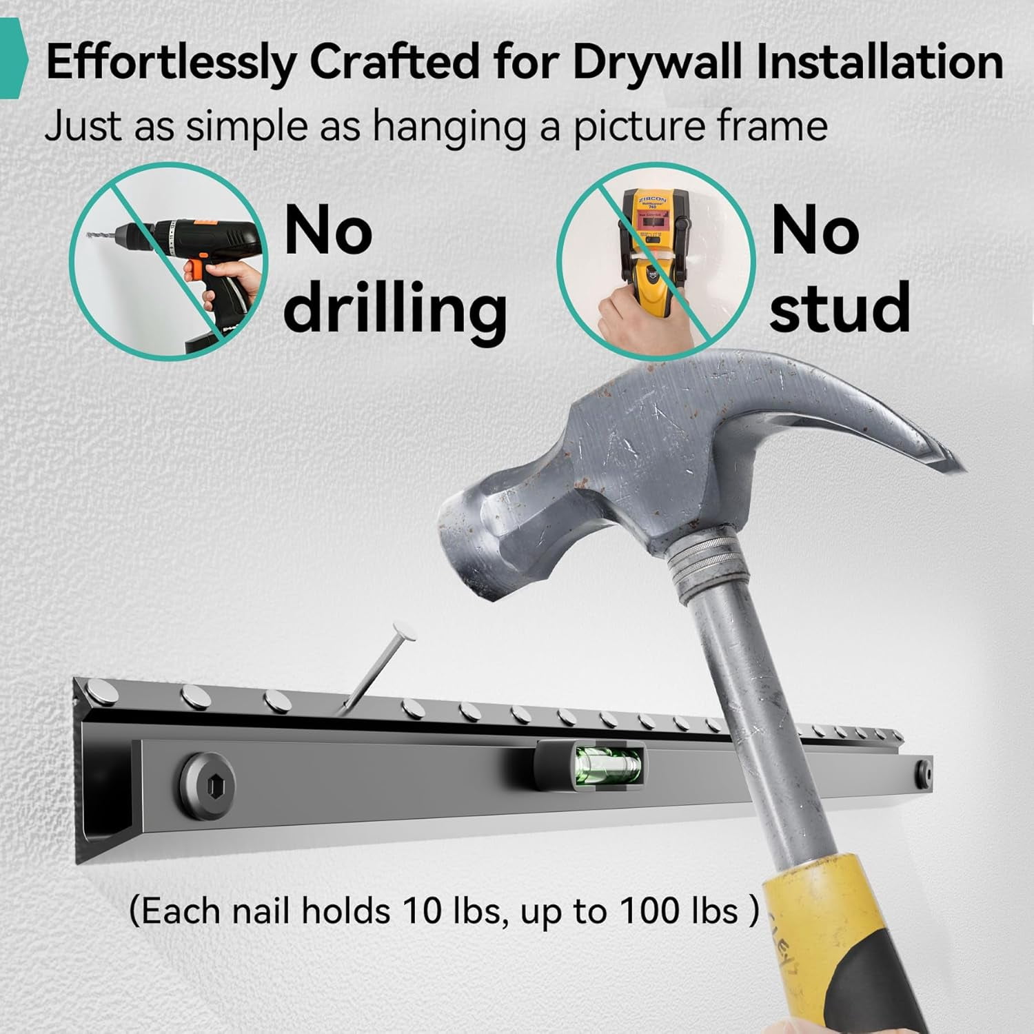 No Drill TV Wall Mount for 22 to 55 inch TVs, Drywall Smart Bracket Tilts Up 5°, Low Profile TVs up 100 Lbs, Fast Install Bedroom, Living Room, Include All Hardware kit