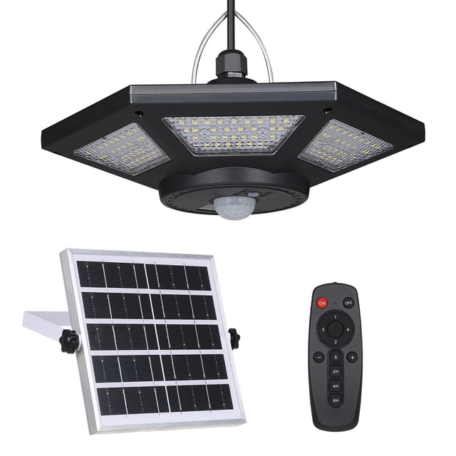 Labymos 180LEDs Garage Light Solar Powered Pendants Lamp Motion Sensor Light Outdoor Waterproof Hanging Lights