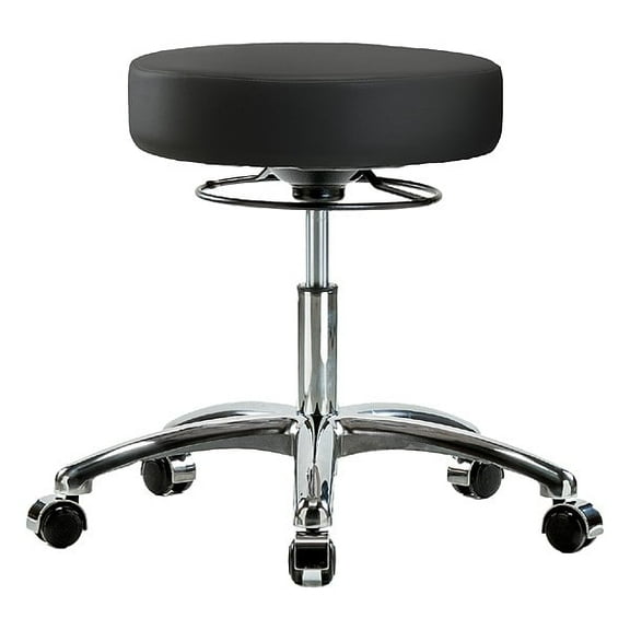 Manufacturer Varies Desk Stool, Vinyl, Chrome, Casters, BLK BR-VDHSO-CR-CC-8540