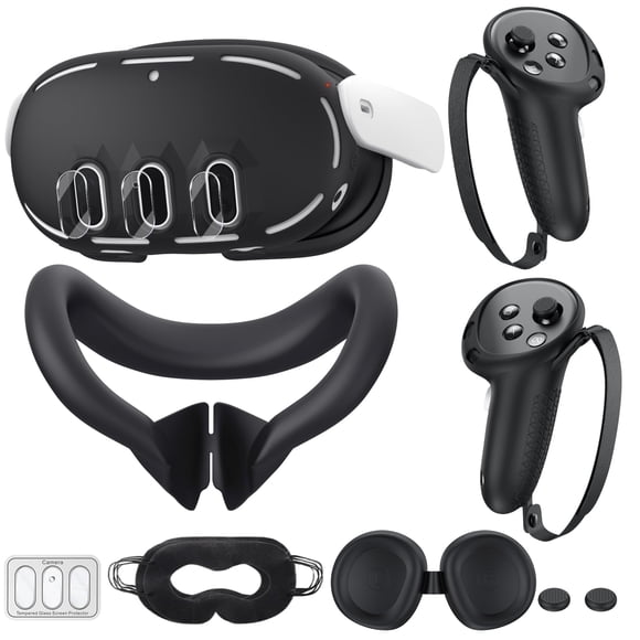 Funda de silicona VR compatible con Meta/Oculus Quest 3 (negra)