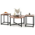 thumbnail image 1 of Gymax Ensemble de Tables Gigognes Rondes de 3 Tables Basses Modernes/de Style Ferme avec 2 Tables d'Appoint Noyer et Noir, 1 of 9