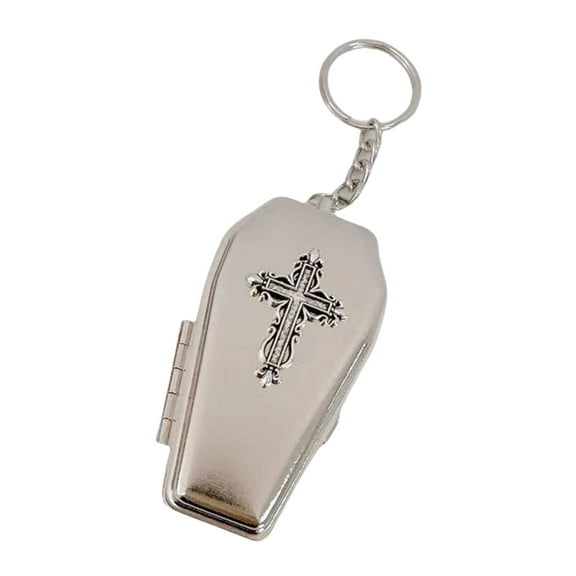 COOLHOOD Metal Coffin Keychain with Intricate Detail Openable Pendant Neckalce Fashion Accessory Metal Texture for Gothic Fan