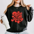 thumbnail image 3 of Make It Merry Cursive Distressed - Women's Lightweight Garment Dyed Sweatshirt, 3 of 10