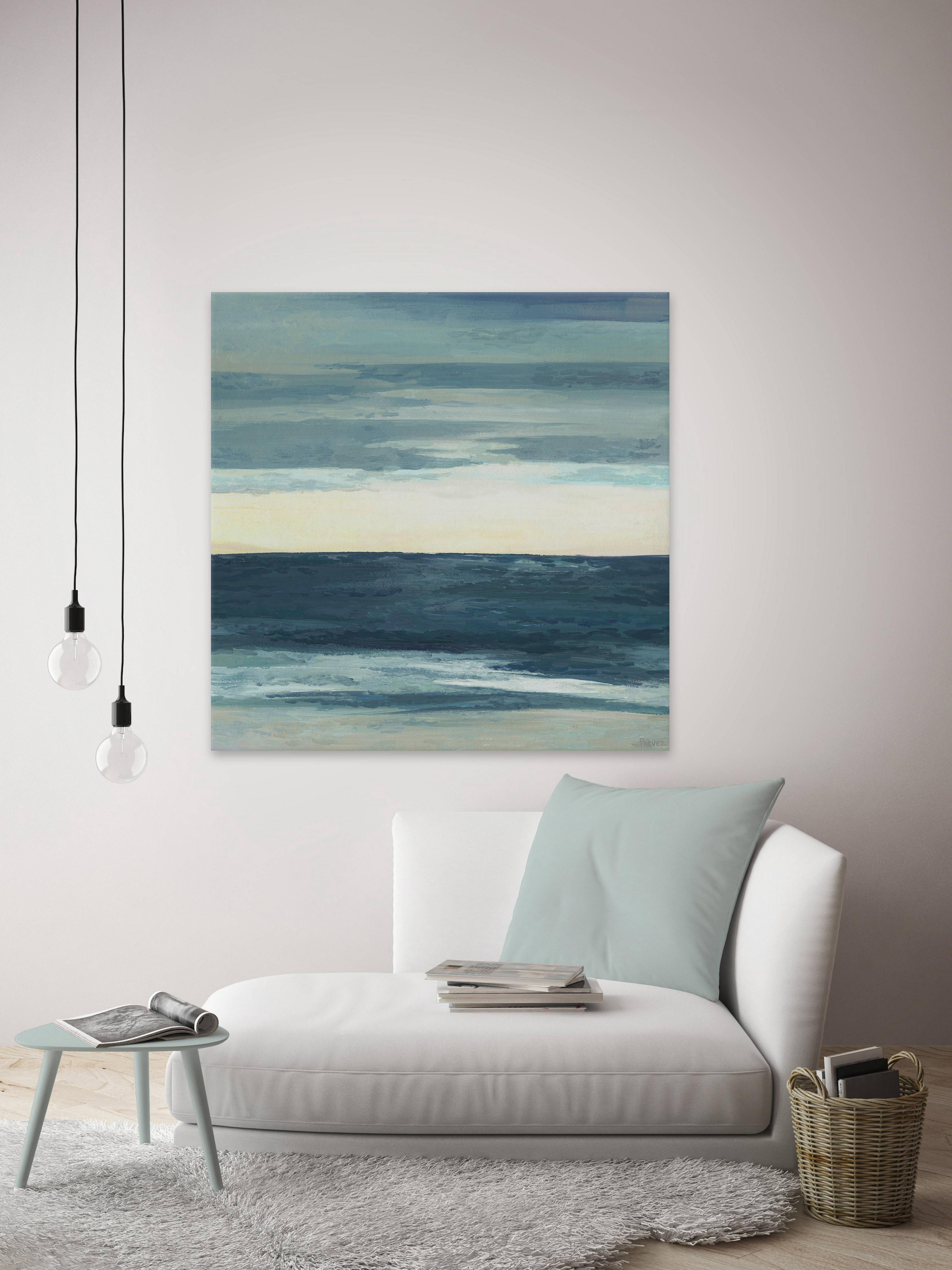Parvez Taj "Deep Blue Waves" Painting Print on Wrapped Canvas
