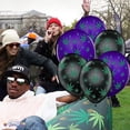 thumbnail image 5 of PMU Balloons PartyTex 11in Premium Purple and Black with All-Over Print Green Leaves Pkg/12, 5 of 7