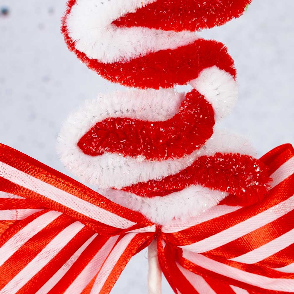 12pc Peppermint-Themed Pipe Cleaner Picks - for Winter/Christmas Decor - Factory Direct Craft