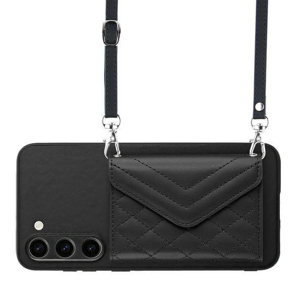 Allytech Galaxy S23 Plus Wallet Case with Shoulder Strap, RFID Blocking Luxury PU Leather Shockproof Cards Slots Stand Anti-Scratch Magnetic Closure Phone Case for Samsung Galaxy S23 Plus, Black