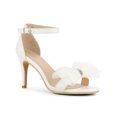 thumbnail image 1 of BLISSFUL STEP Rhinestone Stiletto Heels Mesh Ankle Strap Sandals for Women White (Size 7), 1 of 5