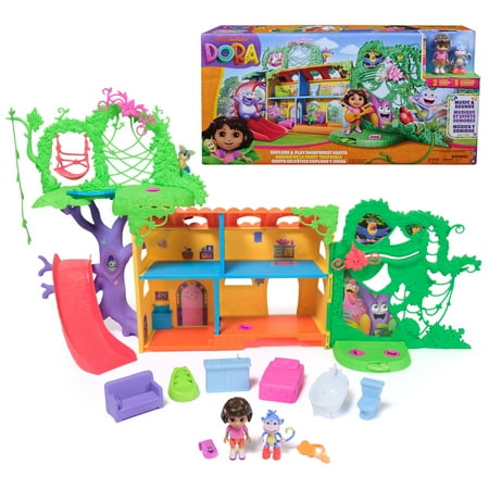 Dora the Explorer, Explore & Play Rainforest Casita Playset, Dora & Boots Collectible Figures, Furniture, Sound Fx, for Kids 3 and up